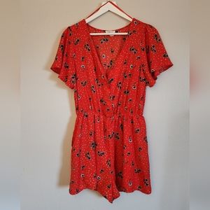 Red Floral Romper